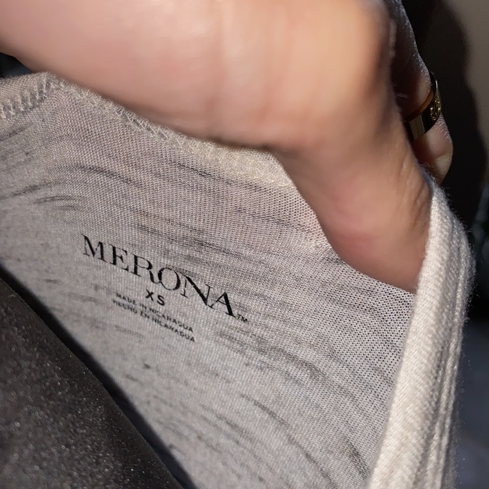 Merona white & gray shirt shortsleeve womens top soft cozy casual top XS​​ - Picture 5 of 7